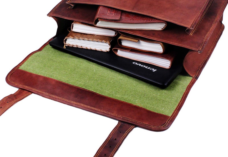 HULSH Leather Laptop Bags for Men Full Grain Leather Messenger Bag Leather Briefcase Computer Satchel Crossbody Shoulder Bag (Extra-Large) - Image 5